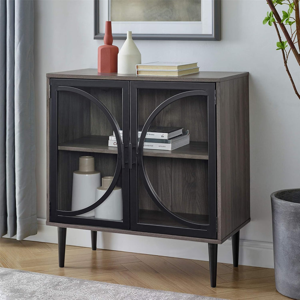Slate Grey 30 Inch Metal Wood Buffet and Bar Cabinet G16382