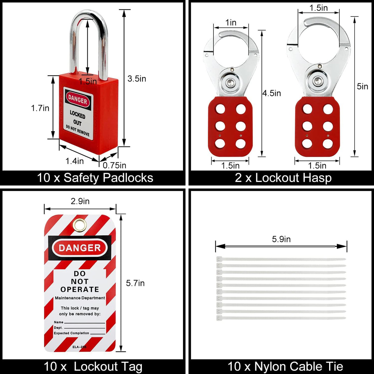 Lockout Tagout Station with 10 Padlocks, 2 Hasps, 20 Tags P513