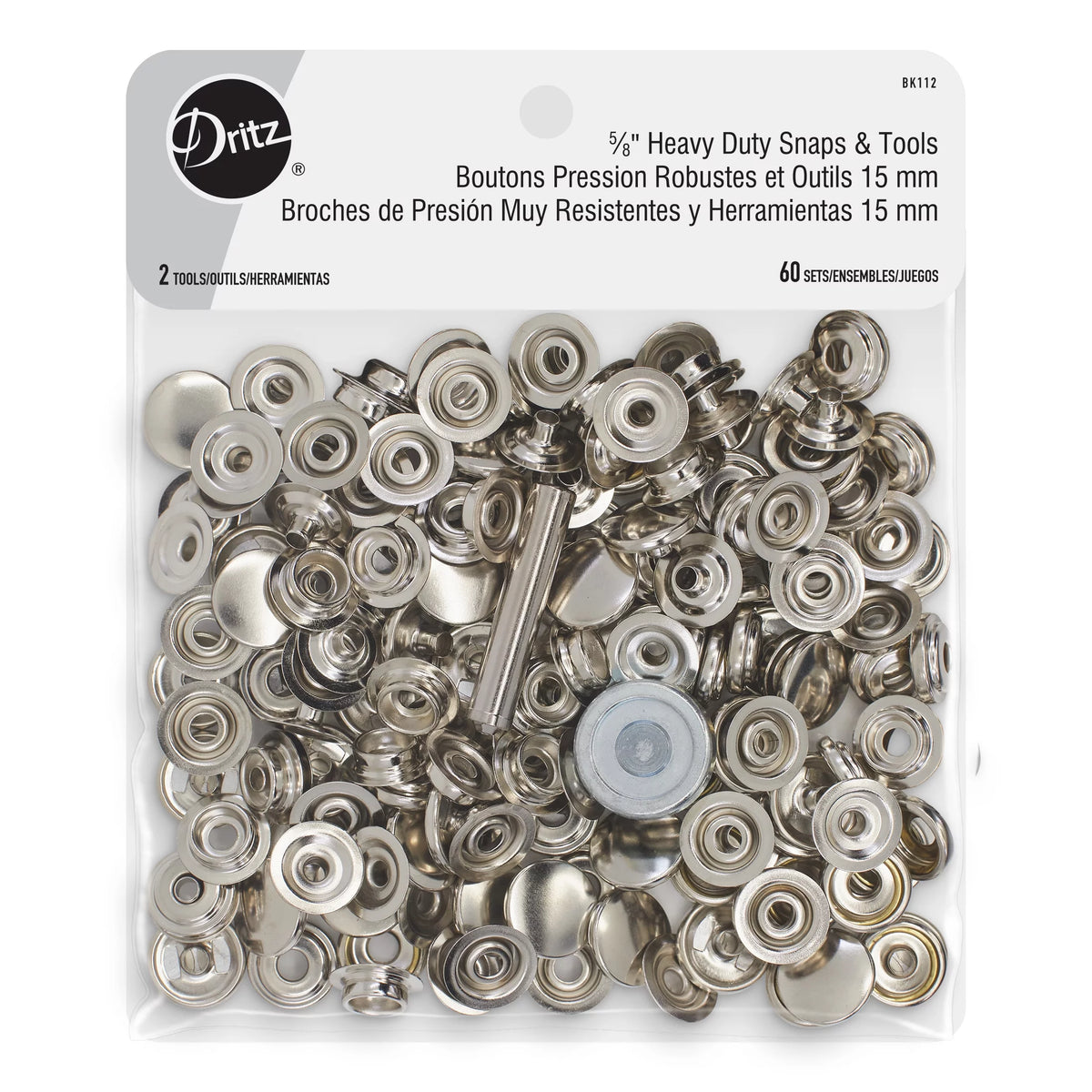 60 Sets Silver Heavy Duty Snaps L5946