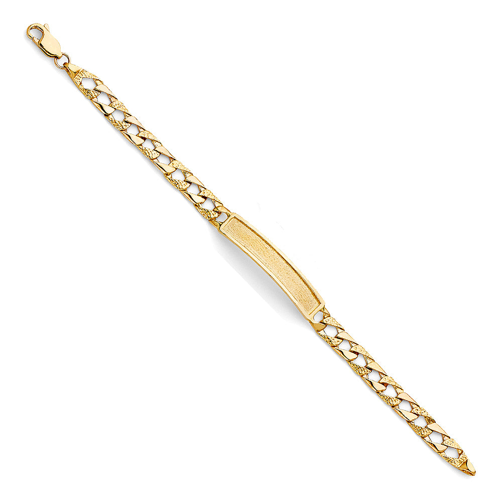 14k Yellow Gold Polished Cuban Link ID Bracelet G634