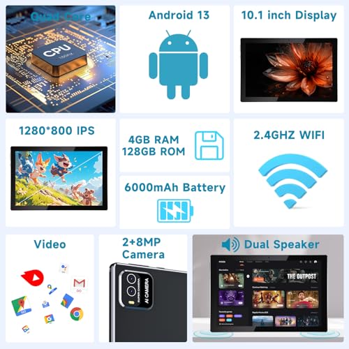 10 Inch 2 in 1 Tablet with Keyboard, 8 GB+128 GB+1 TB, Black O119