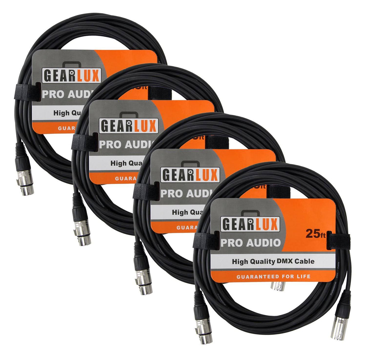 Black 25 Foot 4 Pack DMX Cable E114