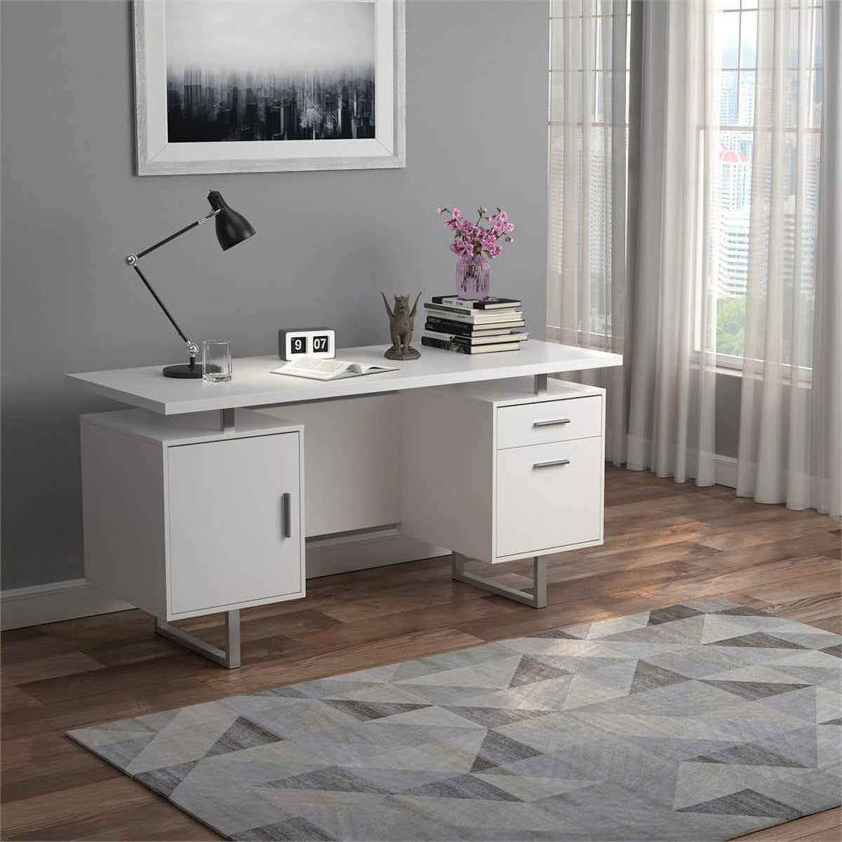 White Gloss Office Desk D1625