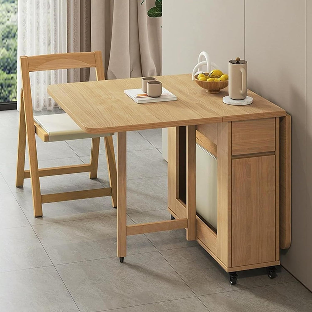 Beige Solid Wood Folding Dining Table Set D431488