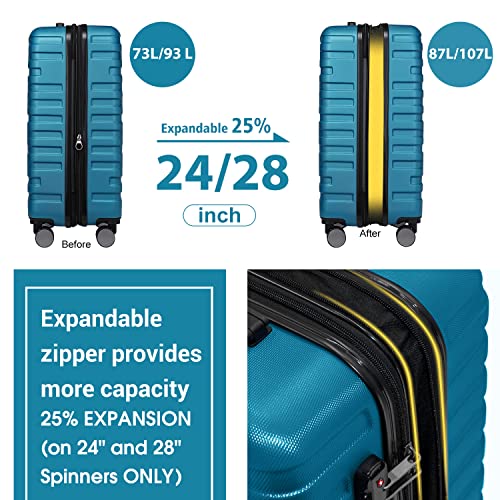 5 Piece Expandable Hard Shell Luggage Set with Spinner Wheels and TSA Lock K163