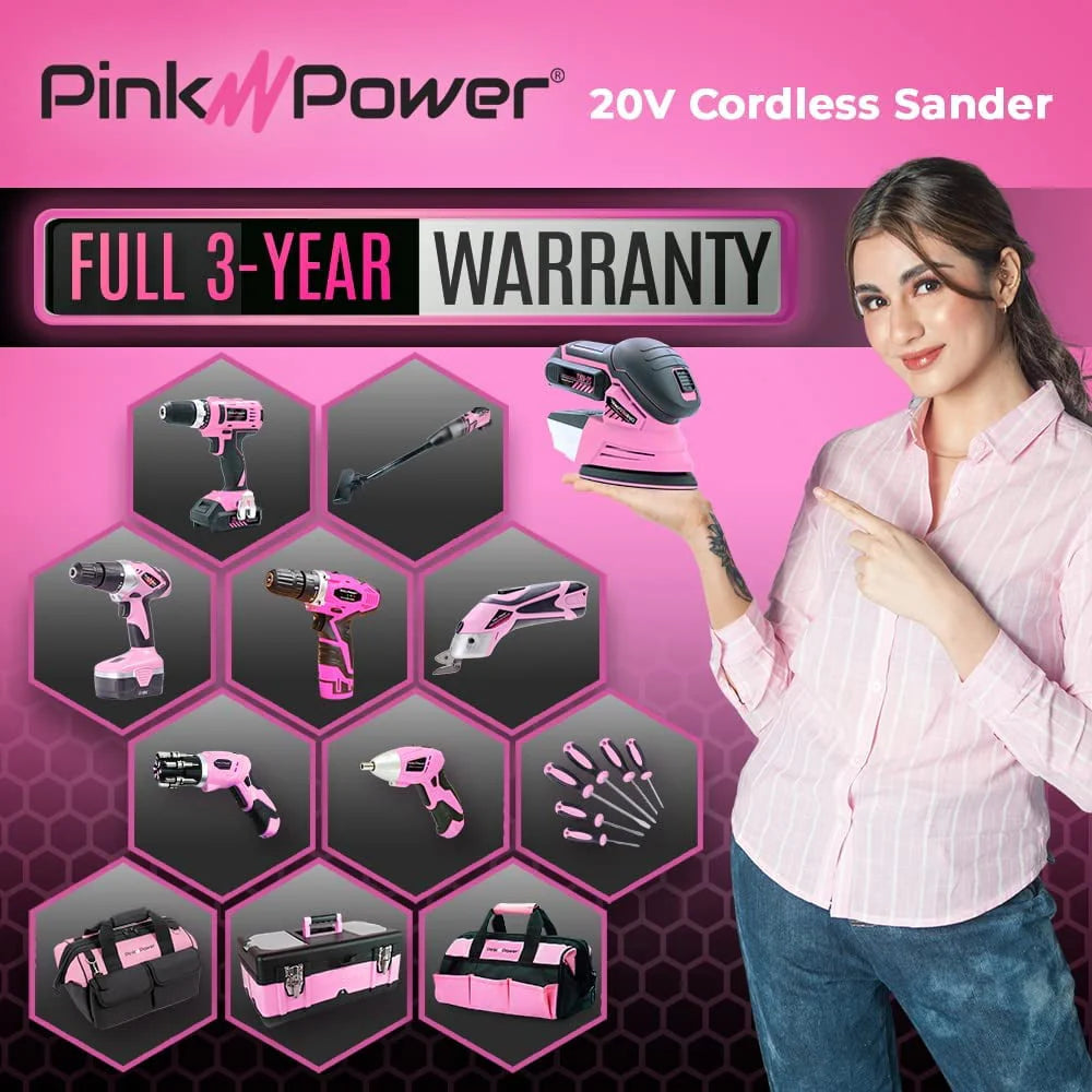Cordless 20V Palm Sander with Sandpaper, Battery & Charger F2857
