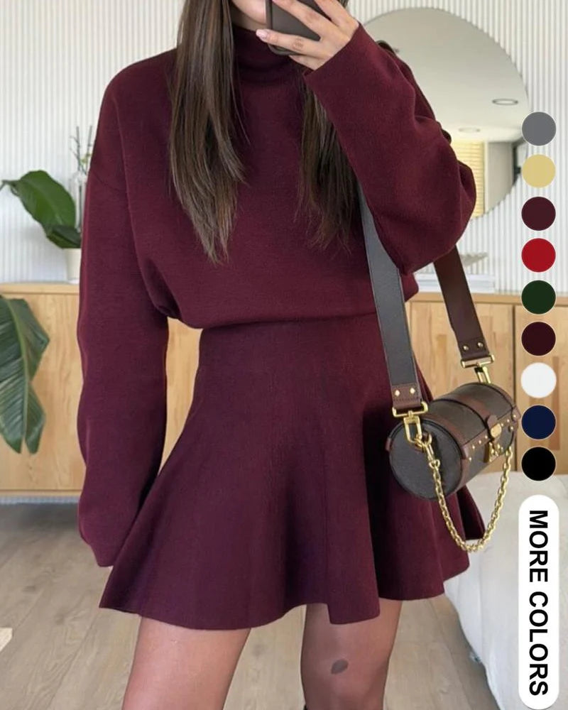 Women's Long-Sleeved Knitted Loose-Fitting Sweater Dress F5678