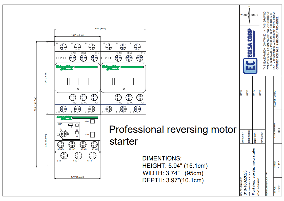 Reversing Contactor, 5.5 - 8 Amp, Coil 220V D846