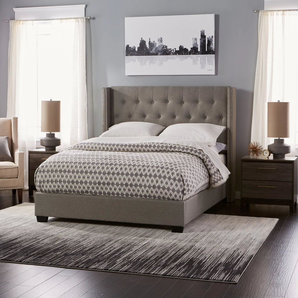 Grey Diamond Tufted Wingback Bed R178469