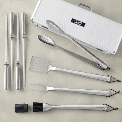 4-Piece BBQ Set in Case, Stainless-Steel Handle and Skewers Pack Y4793