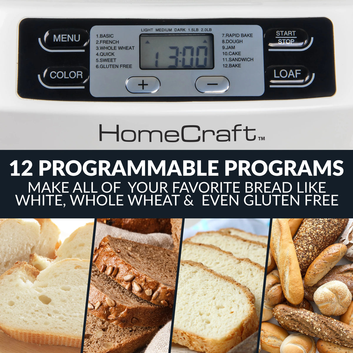 Programmable 2 Lb. Breadmaker with Auto Fruit & Nut Dispenser D76594