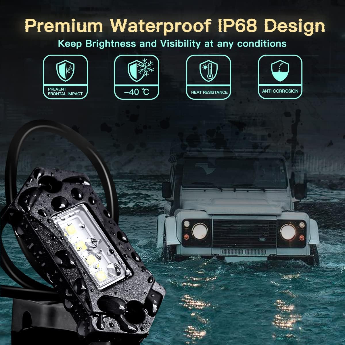 12Pods White LED Rock Lights A2908