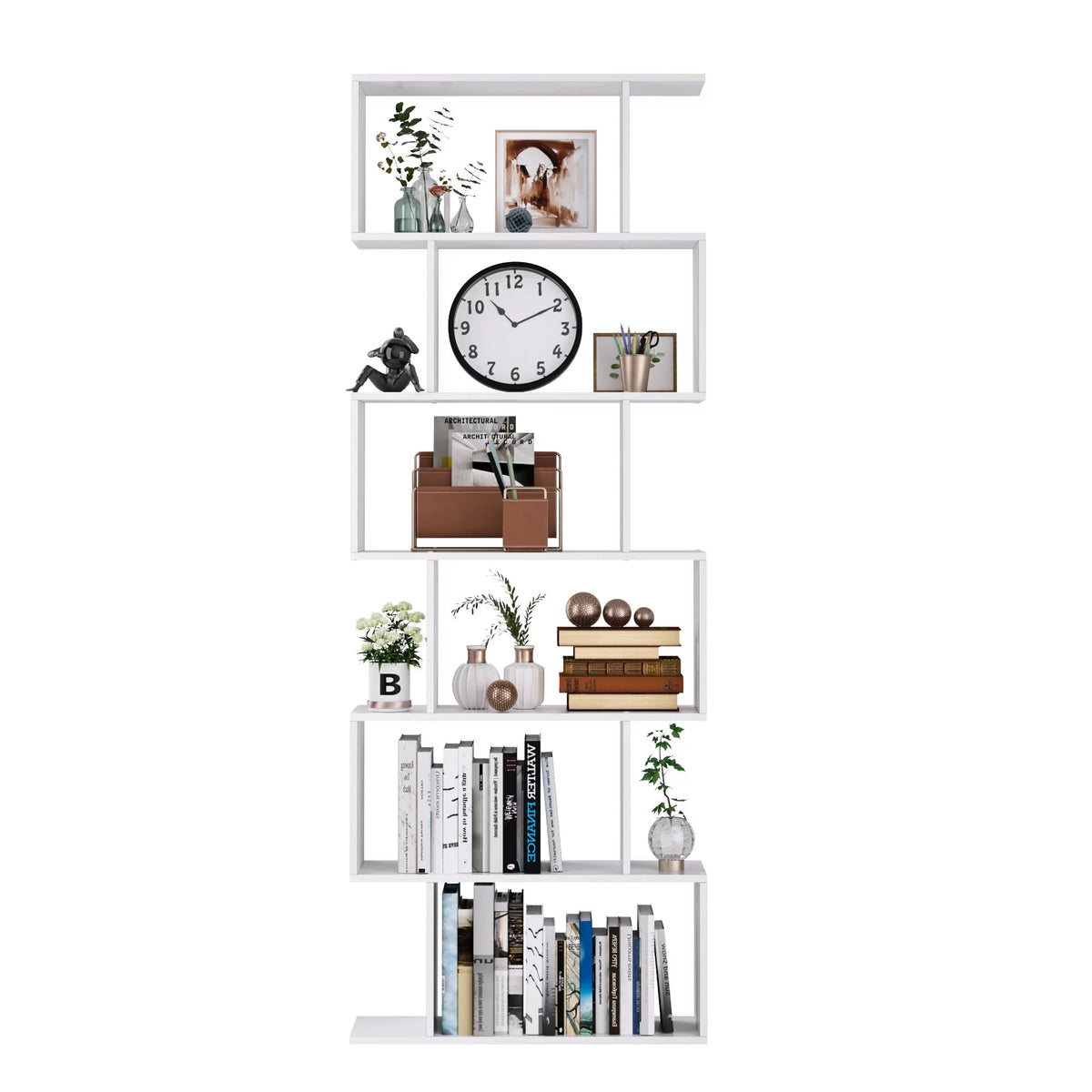 Black 6-tier Wood Bookcase B392125