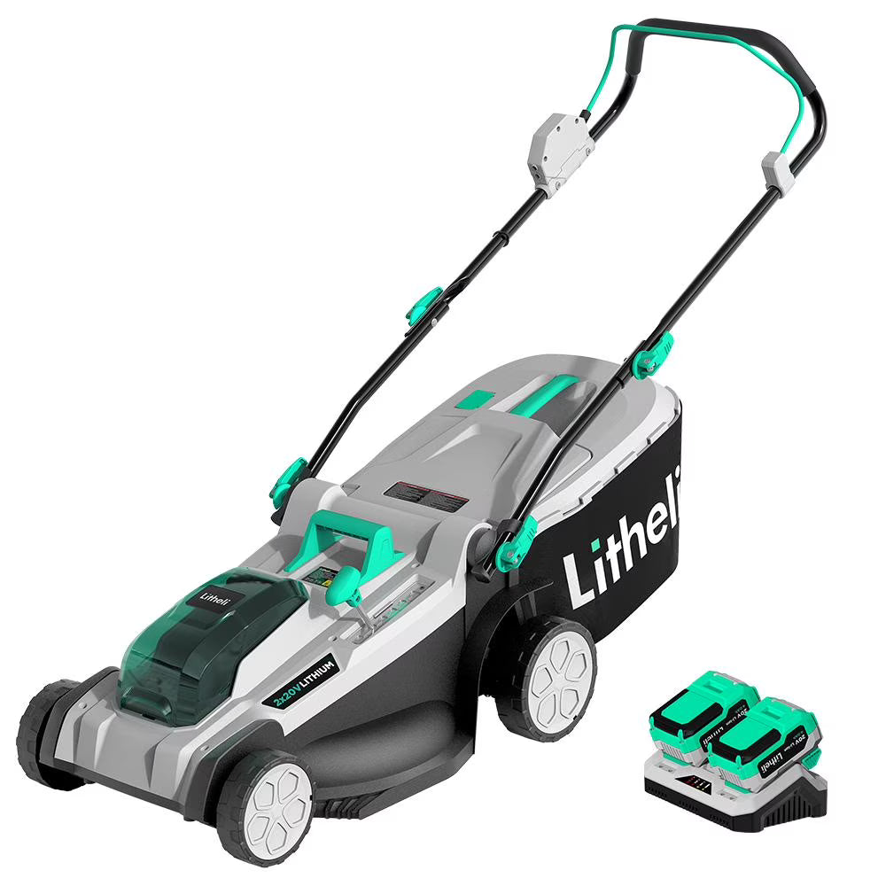 17" Cordless Lawn Mower with Brushless Motor, 2*4.0Ah Battery & Charger H490