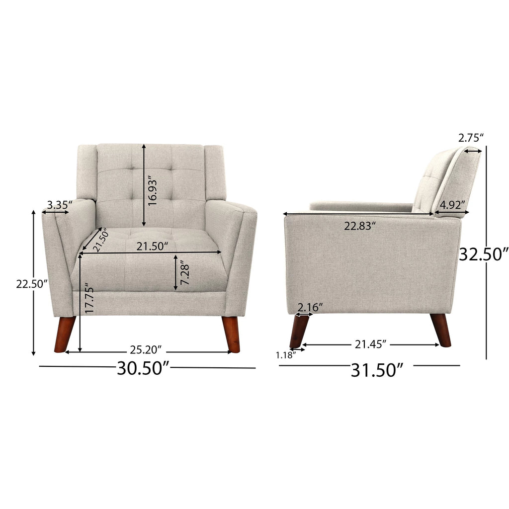 Dark Grey Fabric Arm Chair and Loveseat Set N419