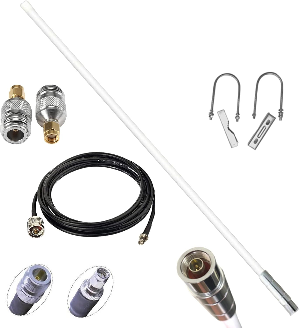 5.8dBi Fiber-Glass Omnidirectional Antenna 915mhz with 5foot SLMR-400 Wire V801