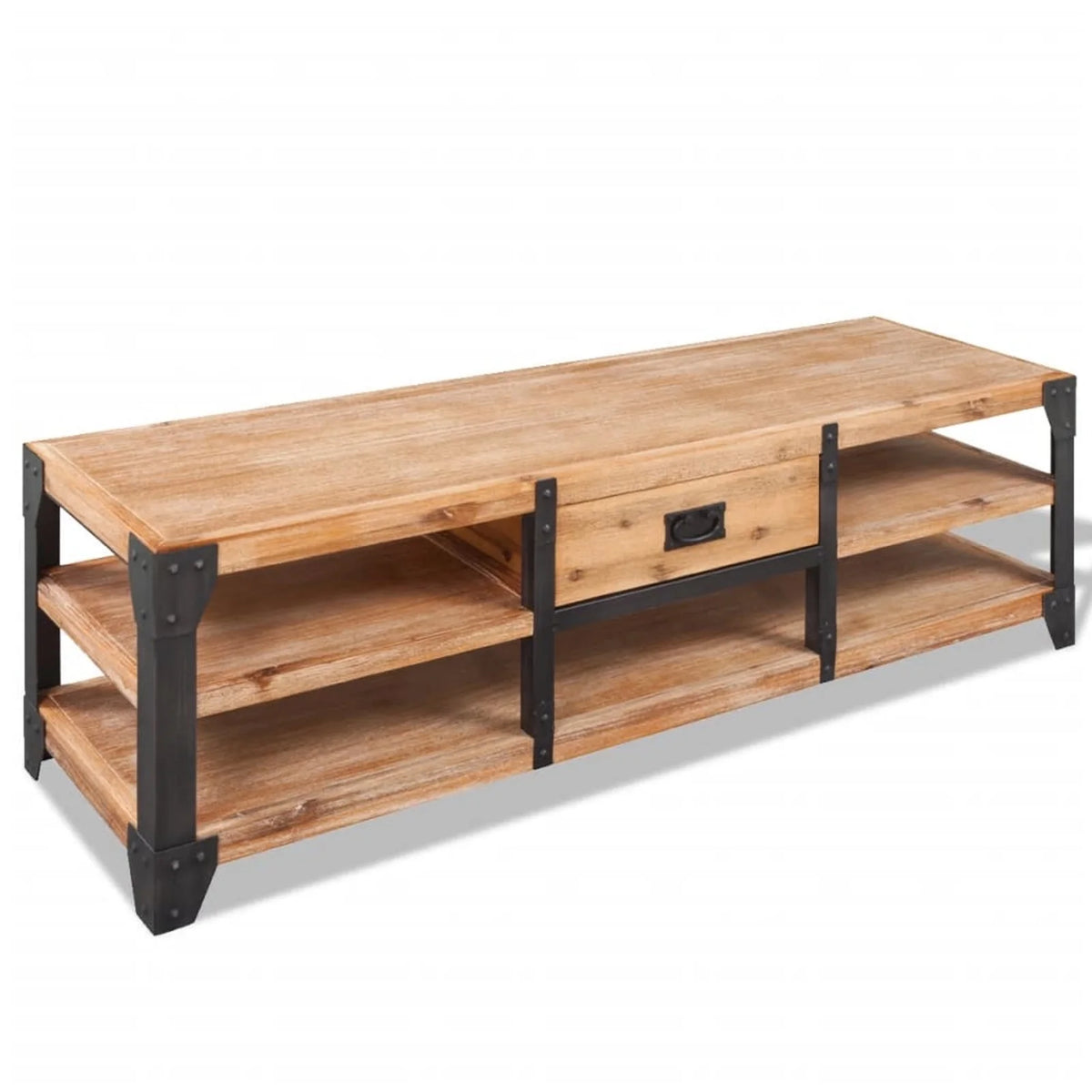 Reclaimed Wood TV Cabinet with Storage Shelves C973