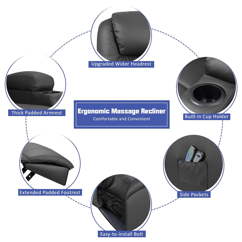 Black Power Lift Recliner with Massage and HEAT D120699