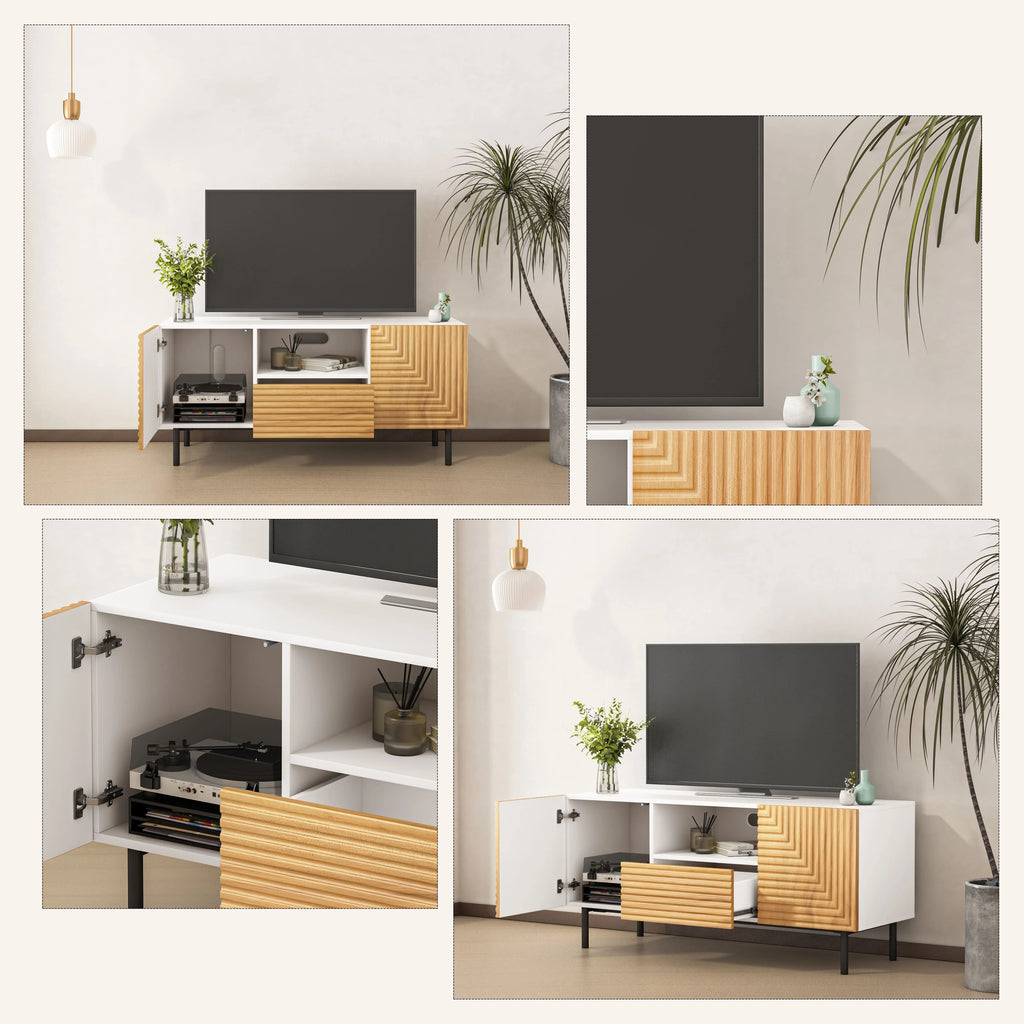 47” Mid Century Modern TV Entertainment Cabinet with Storage Doors A724242