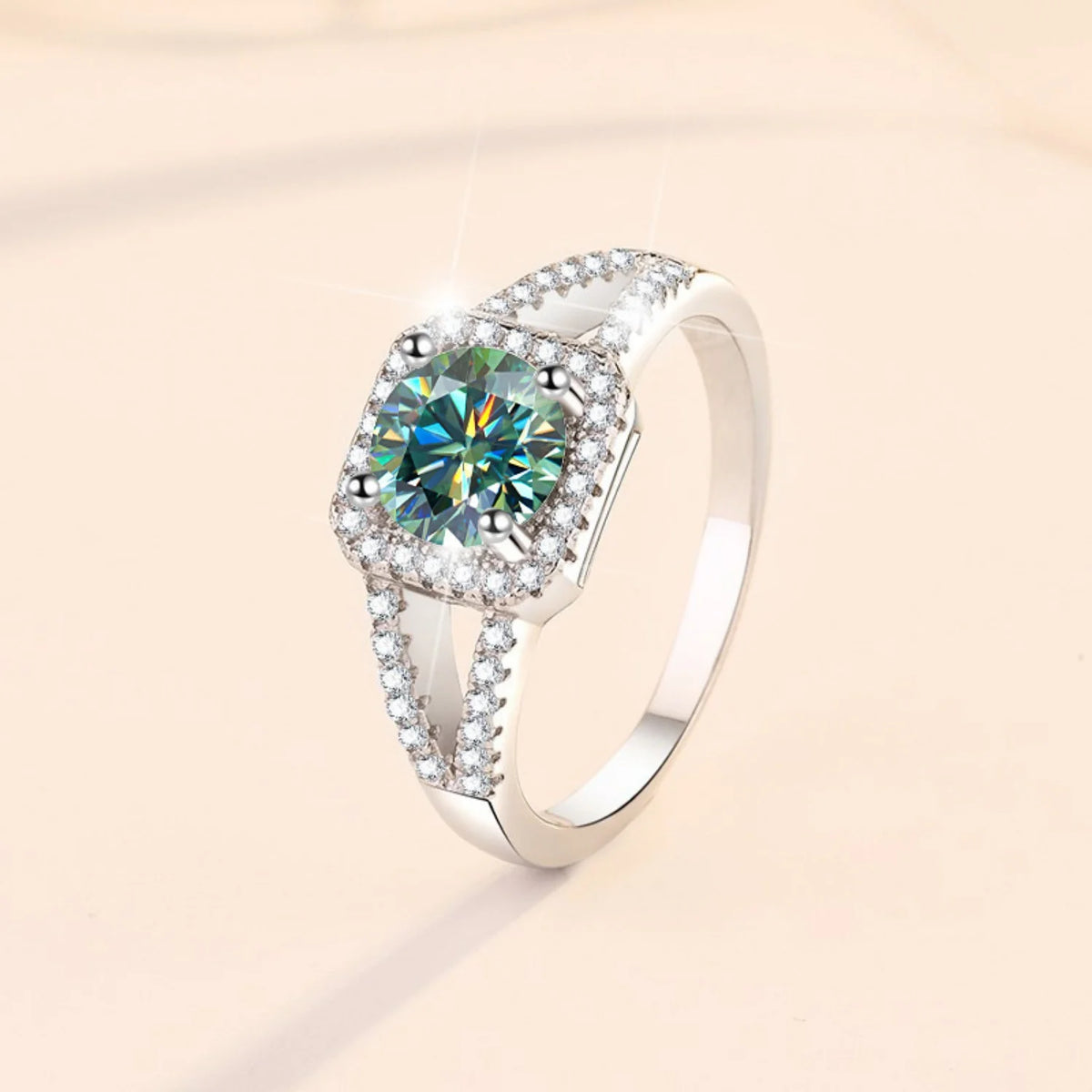 1ct Round Cut Moissanite Engagement Ring S925 Sterling Silver X1823