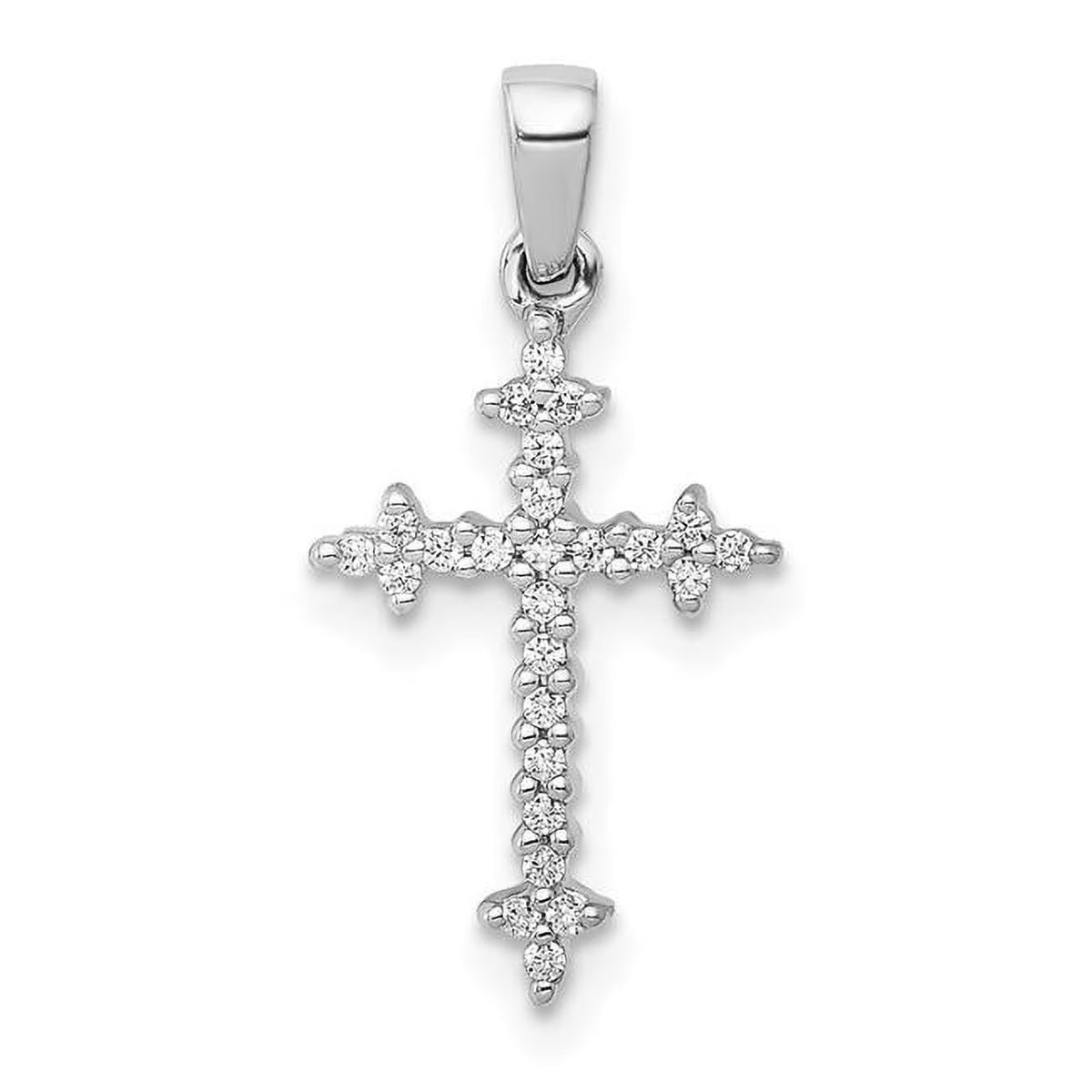 14K White Gold Diamond Cross Pendant D19917