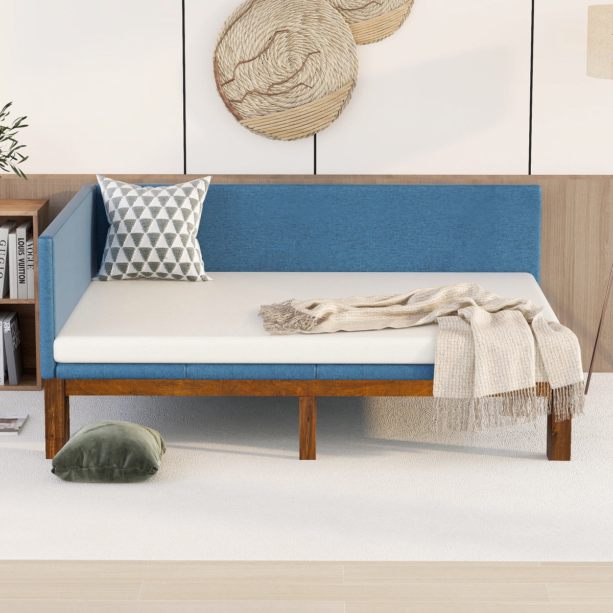 Blue Full Size Upholstered Linen Daybed H559