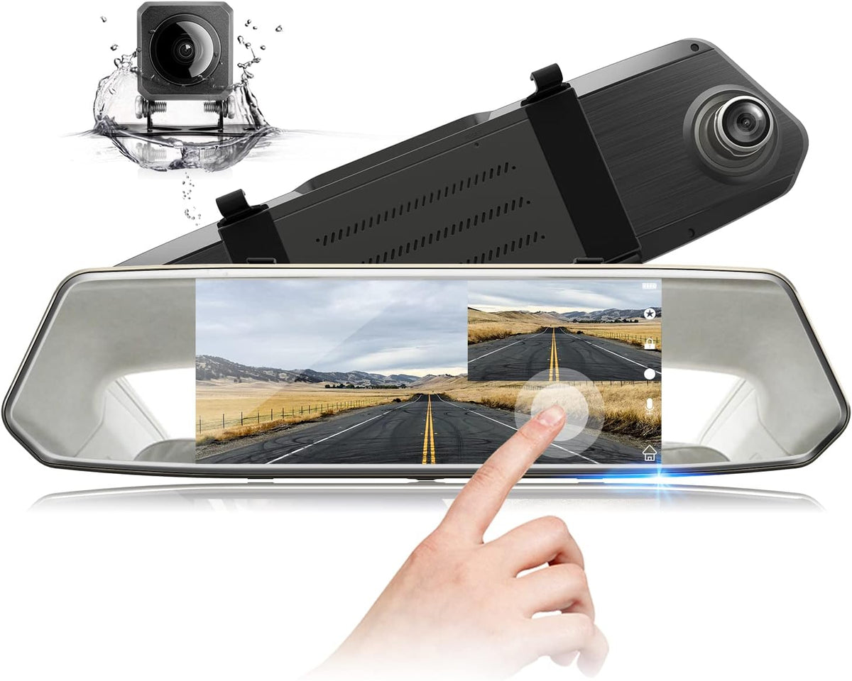 7 Dual Mirror Dash Cam Front and Rear FHD 1080P Touchscreen Waterproof Backup Camera X648