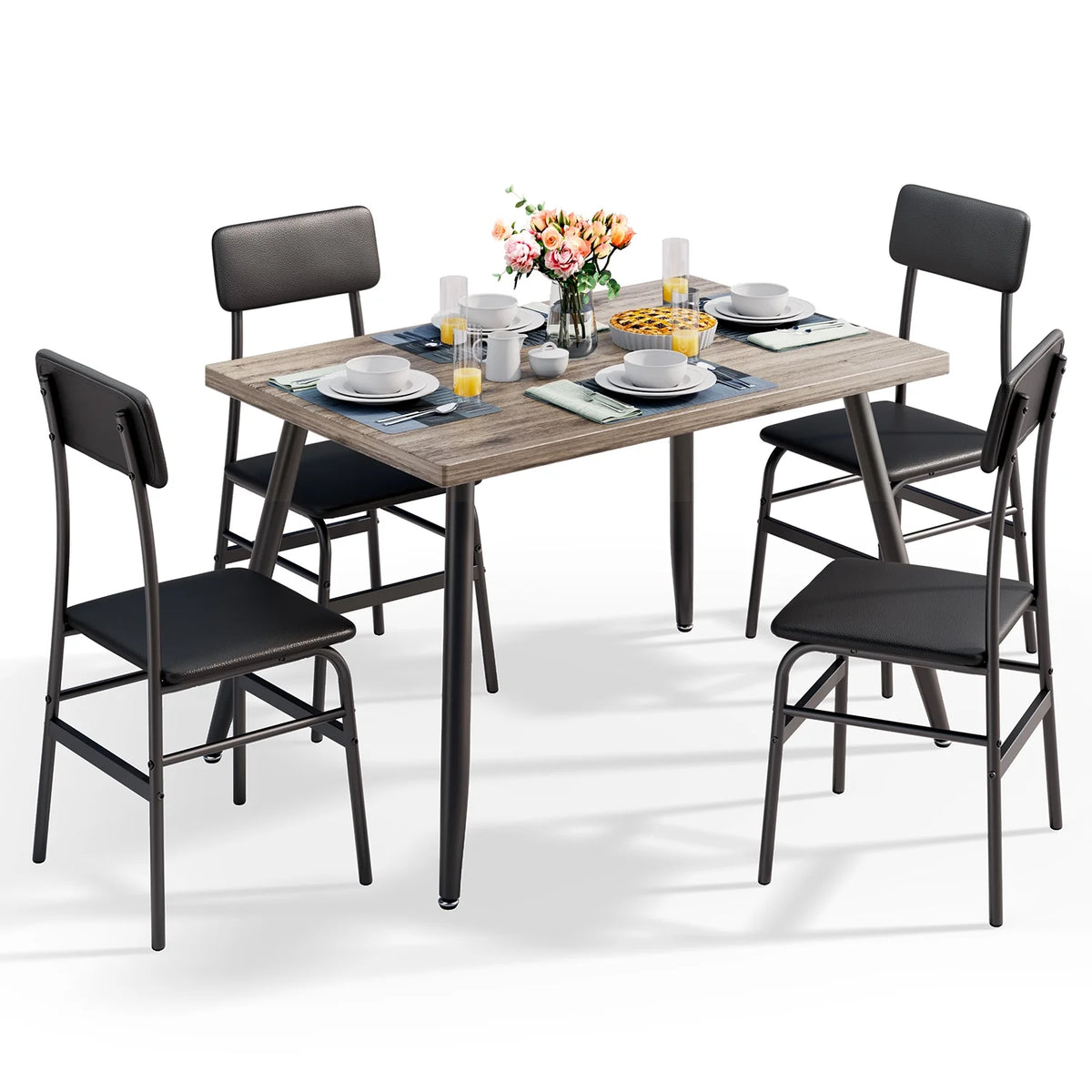Dining Table Set for 4 Gray E1597