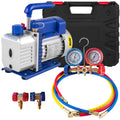 4CFM 1/4HP Single Stage Rotary Vane Vacuum Pump with AC Manifold Gauge Set Z284613