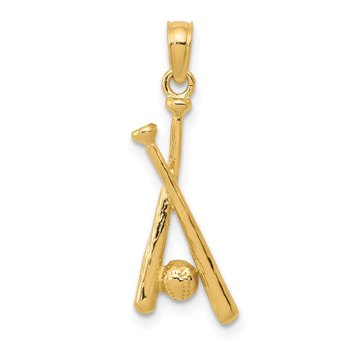 10K Yellow Gold Polished Baseball Pendant C2117