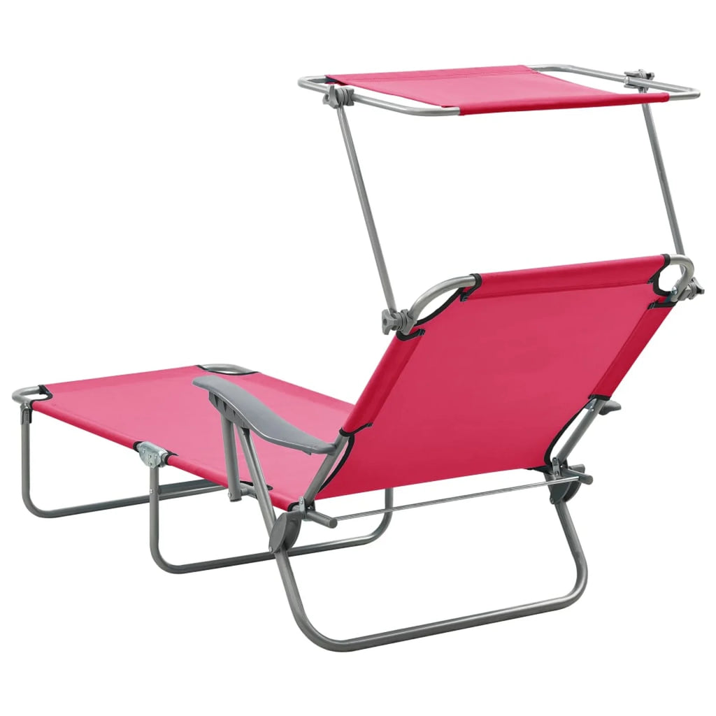 Pink Steel Sun Lounger with Canopy X598