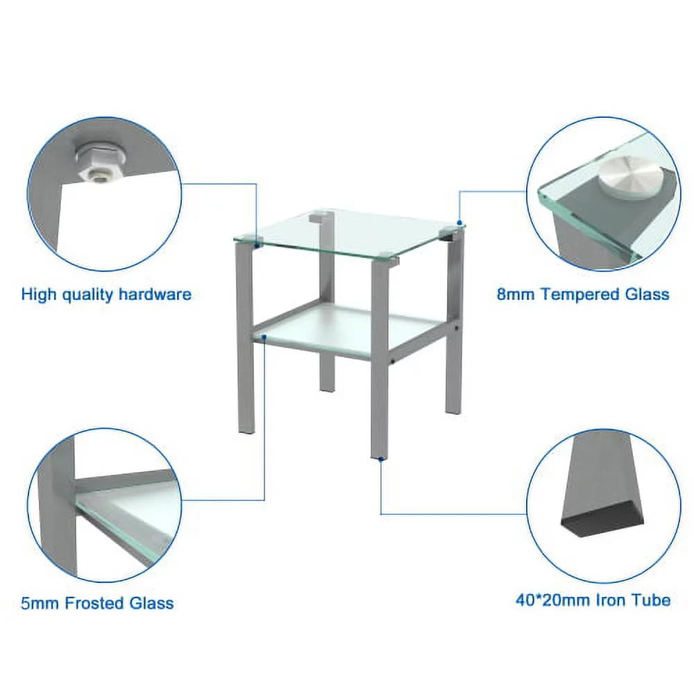 Glass Two Layer Round Side Table J38884