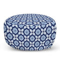 Dark Blue/White Round Pouf Ottoman J63261