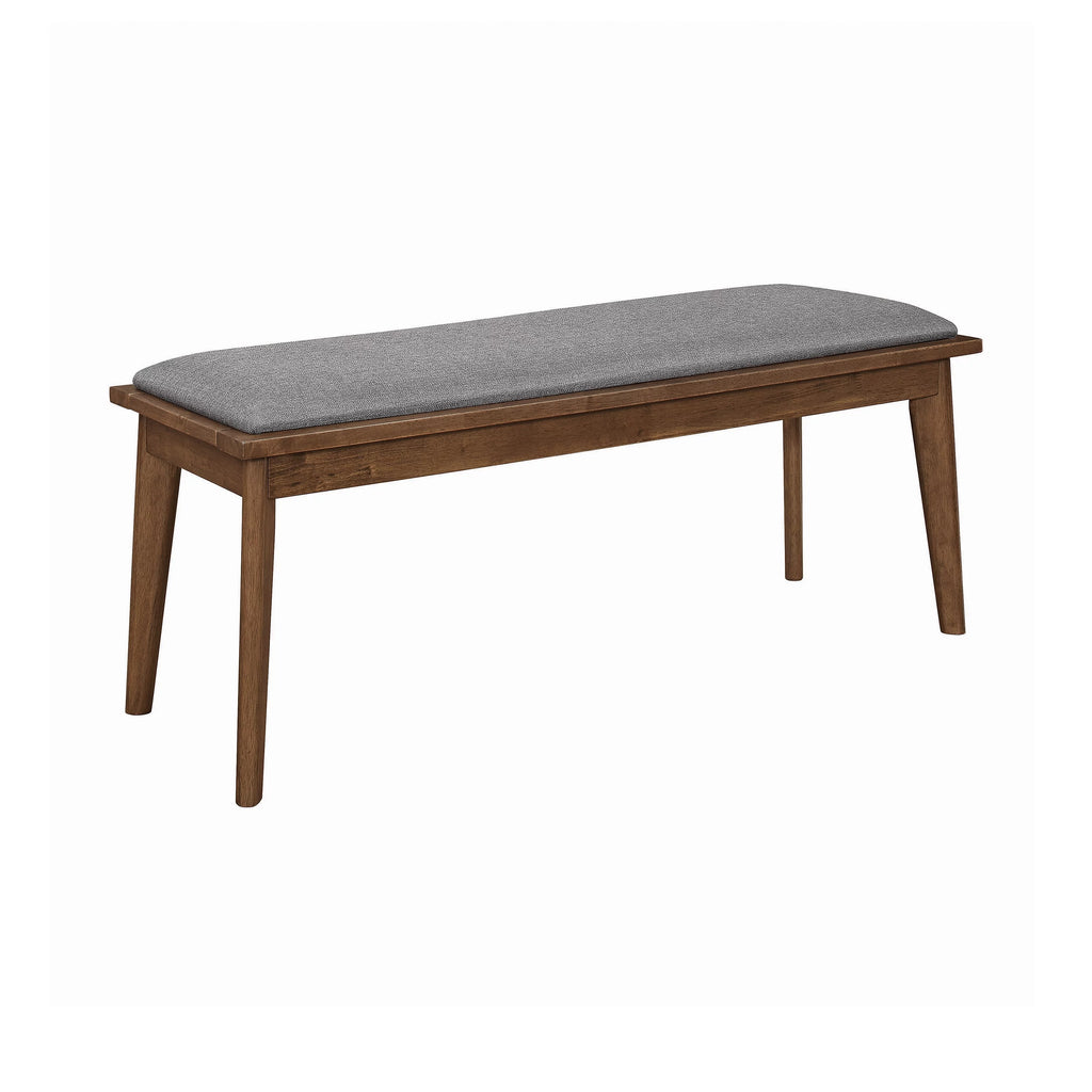 Grey and Natural Walnut Upholstered Dining Bench Y53800