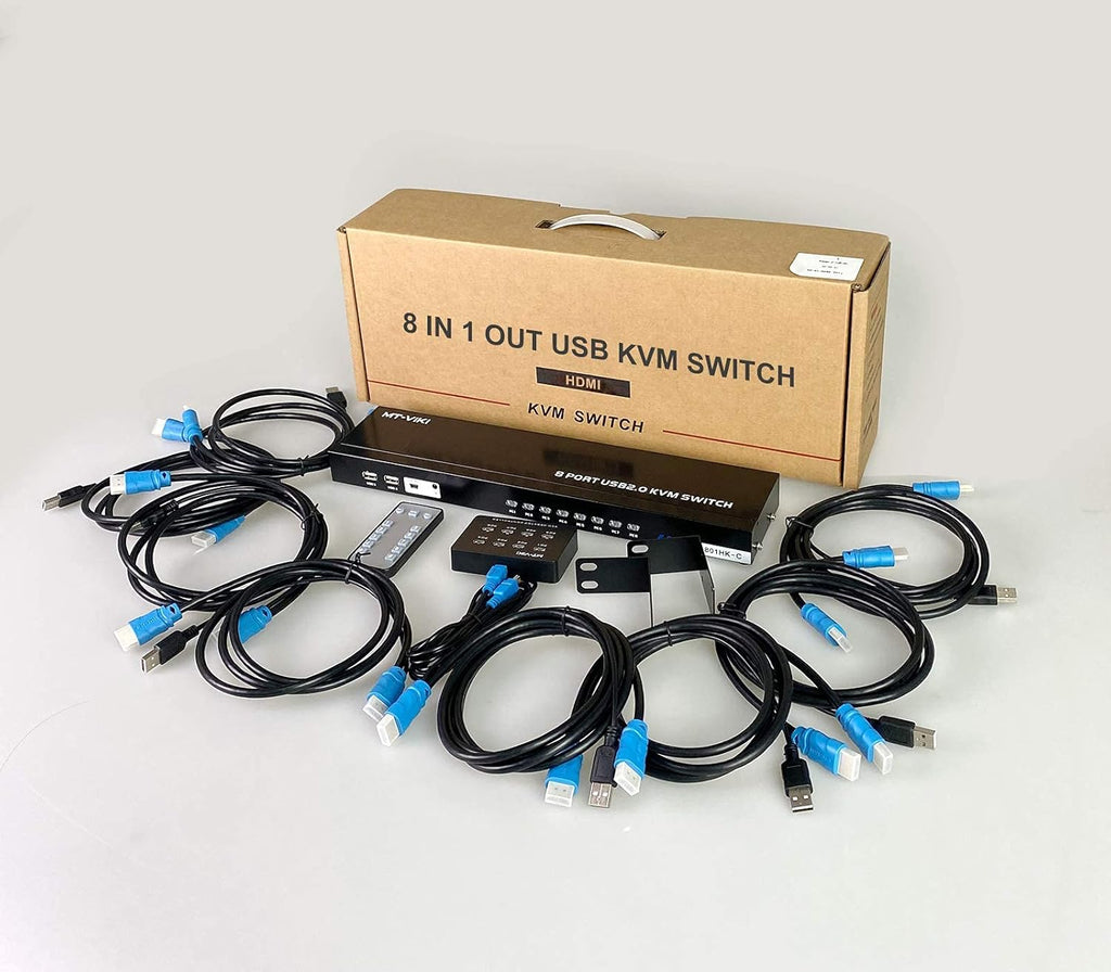8 Ports KVM Switch HDMI 4K 30Hz Rack Mount with KVM Cables I6830