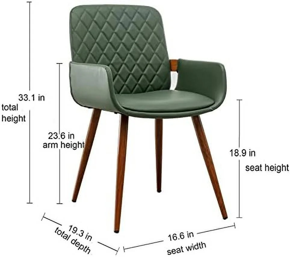 Mid Century Modern Dining Chairs Set of 2 Upholstered Armrest T399449