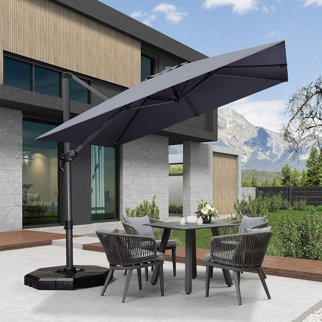 Beige 9 Feet Cantilever Square Patio Umbrella V8887