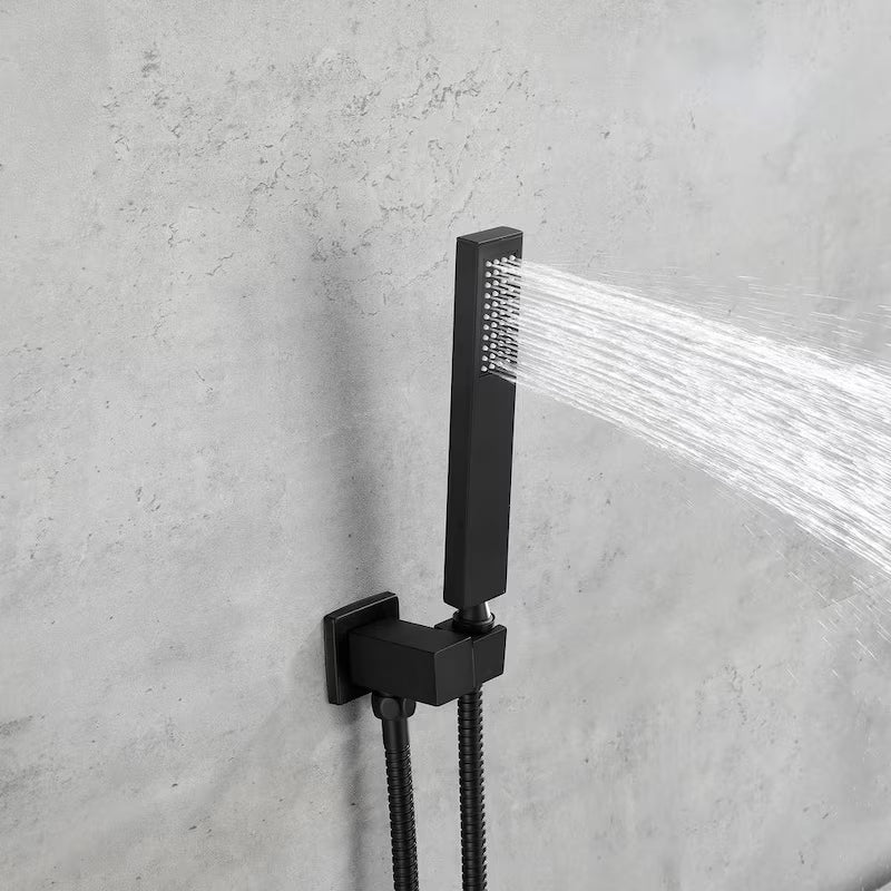1-Handle 3-Spray Wall Mount Shower Faucet with 9 in. Waterfall Shower Head in Matte Black E3274