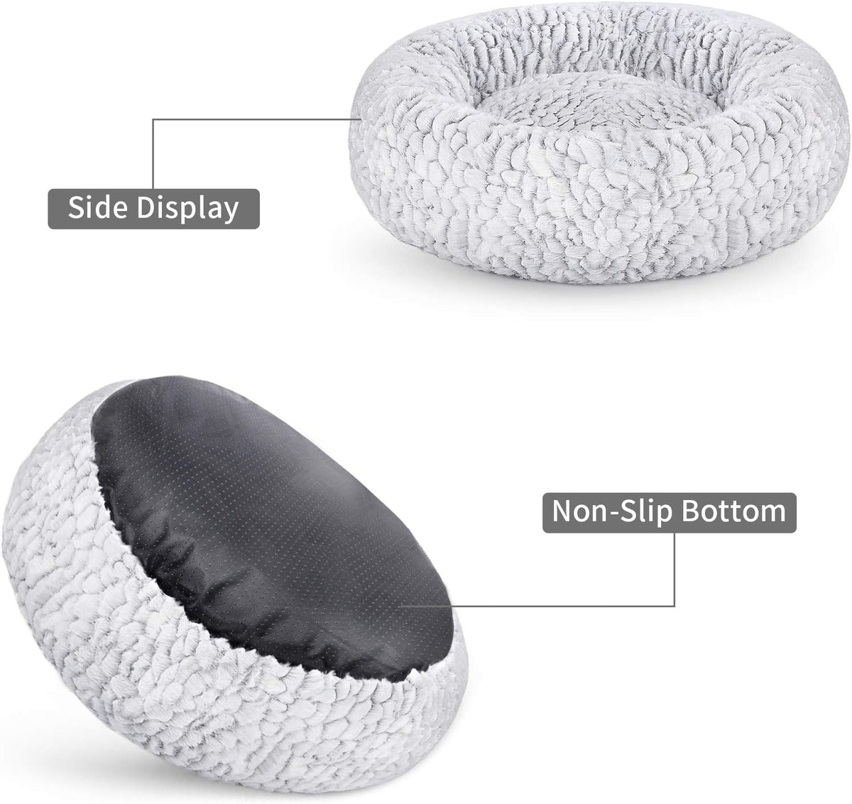 Calming Donut Dog Bed Round Fluffy Plush Washable Cuddler Pack of 2 R2296