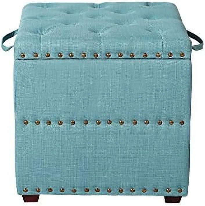 Sky Blue Ottoman Cube Foot Stool with Tray Lid T23334