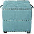 Sky Blue Ottoman Cube Foot Stool with Tray Lid T23334
