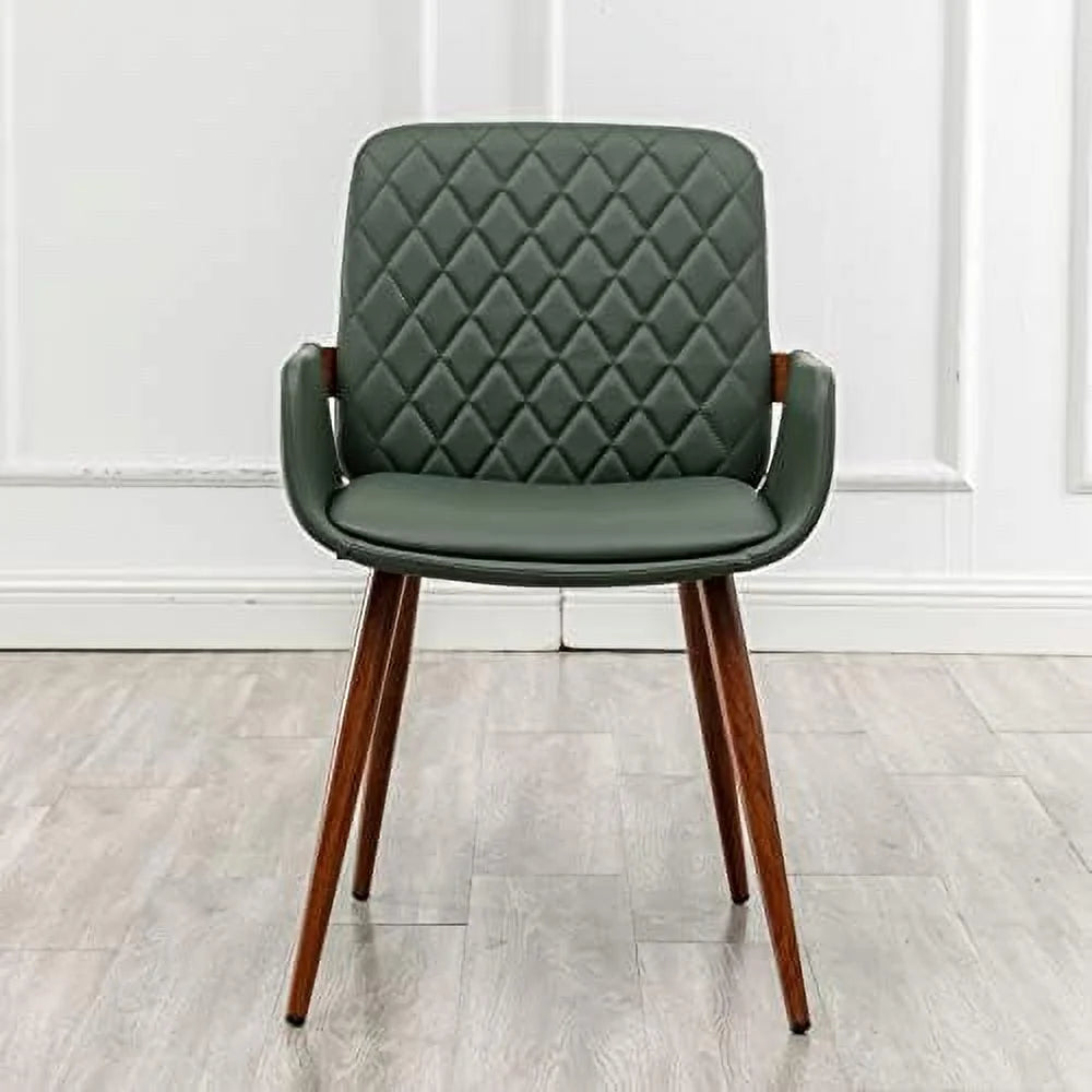 Mid Century Modern Dining Chairs Set of 2 Upholstered Armrest T399449
