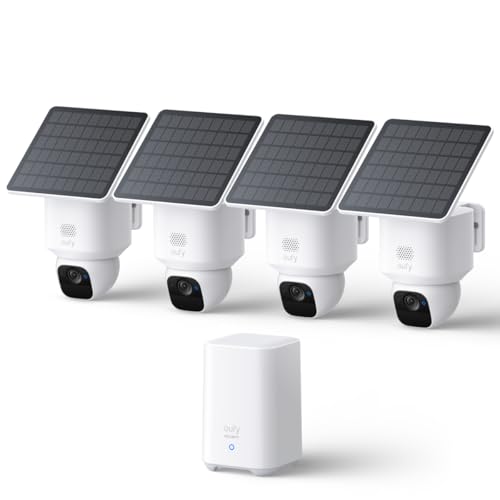 Wireless Outdoor Security Cameras, 4-Cam Kit, 2K, 360° Pan A589