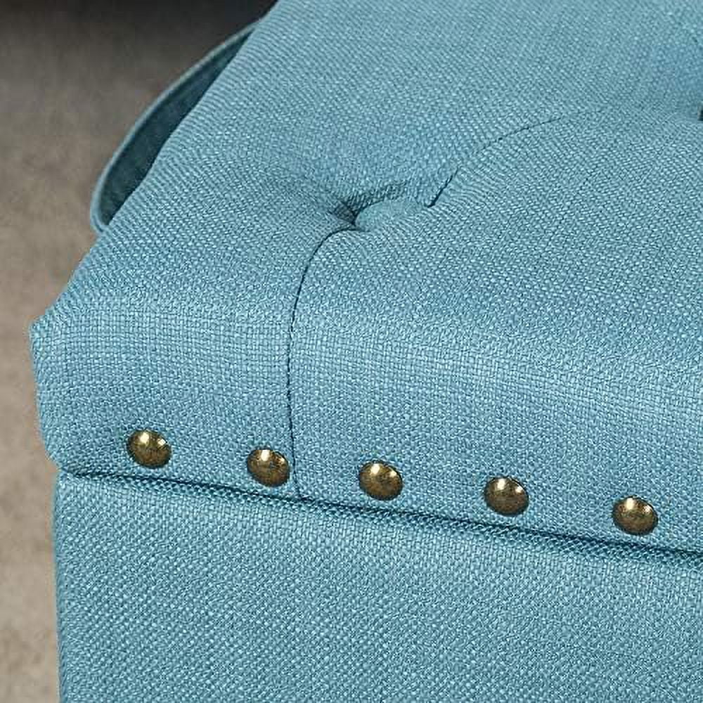 Sky Blue Ottoman Cube Foot Stool with Tray Lid T23334