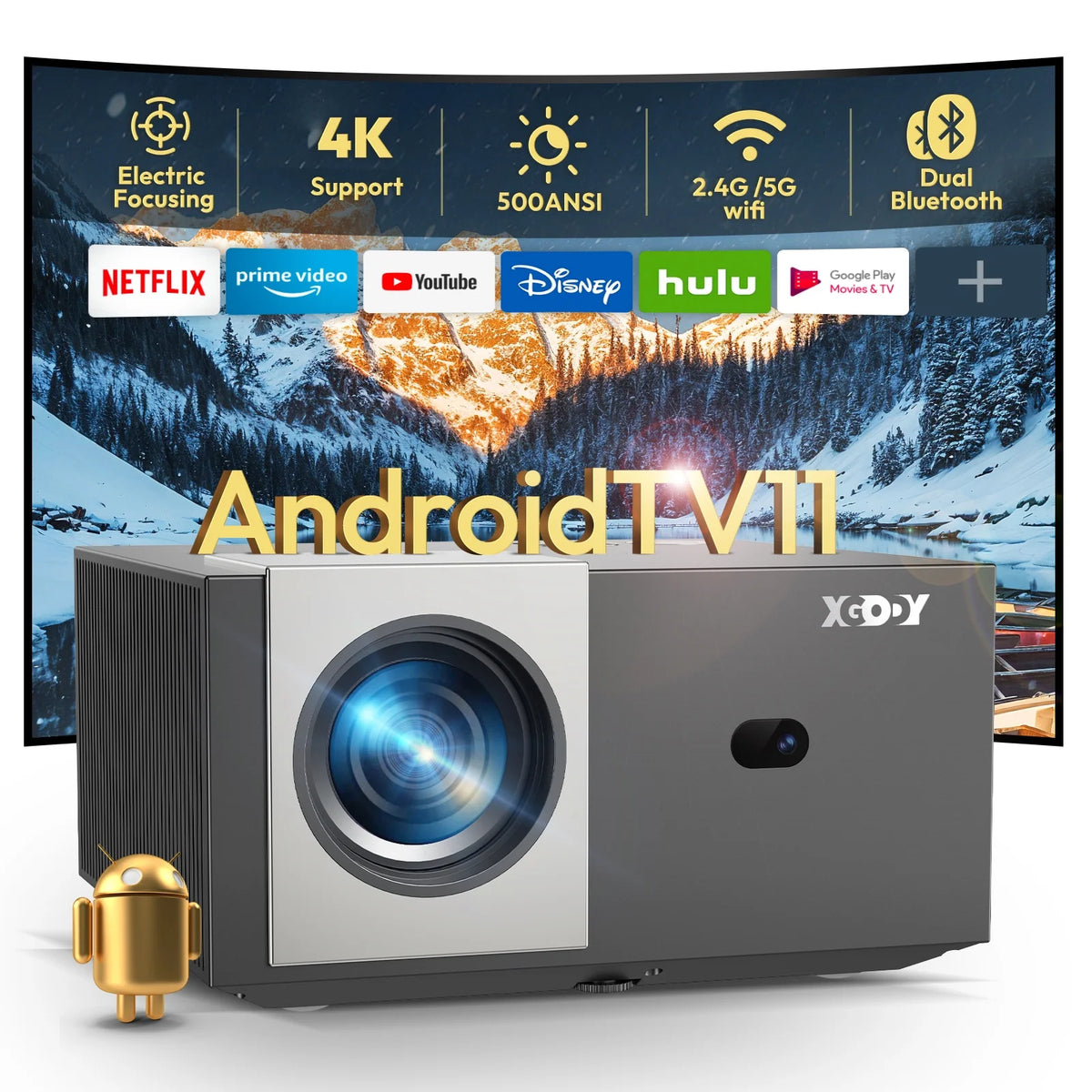 Auto Focus 4K Projector Native 1080P Smart Projector with Wifi and Bluetooth H5179