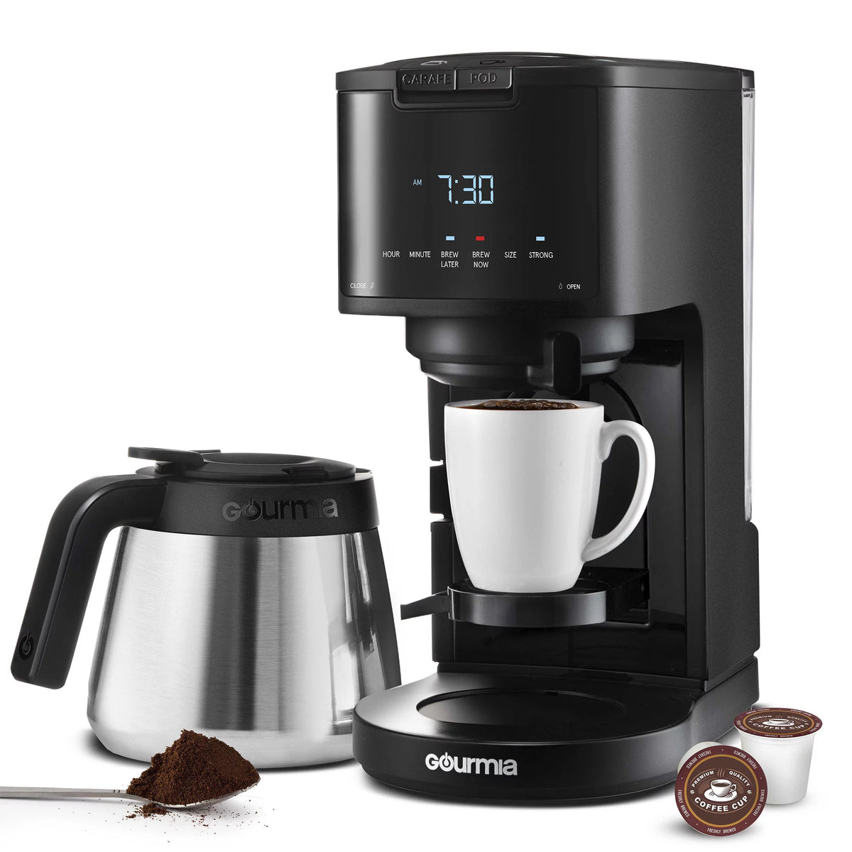 Single Serve + 12 Cup Drip Coffee Maker Thermal Carafe T2254