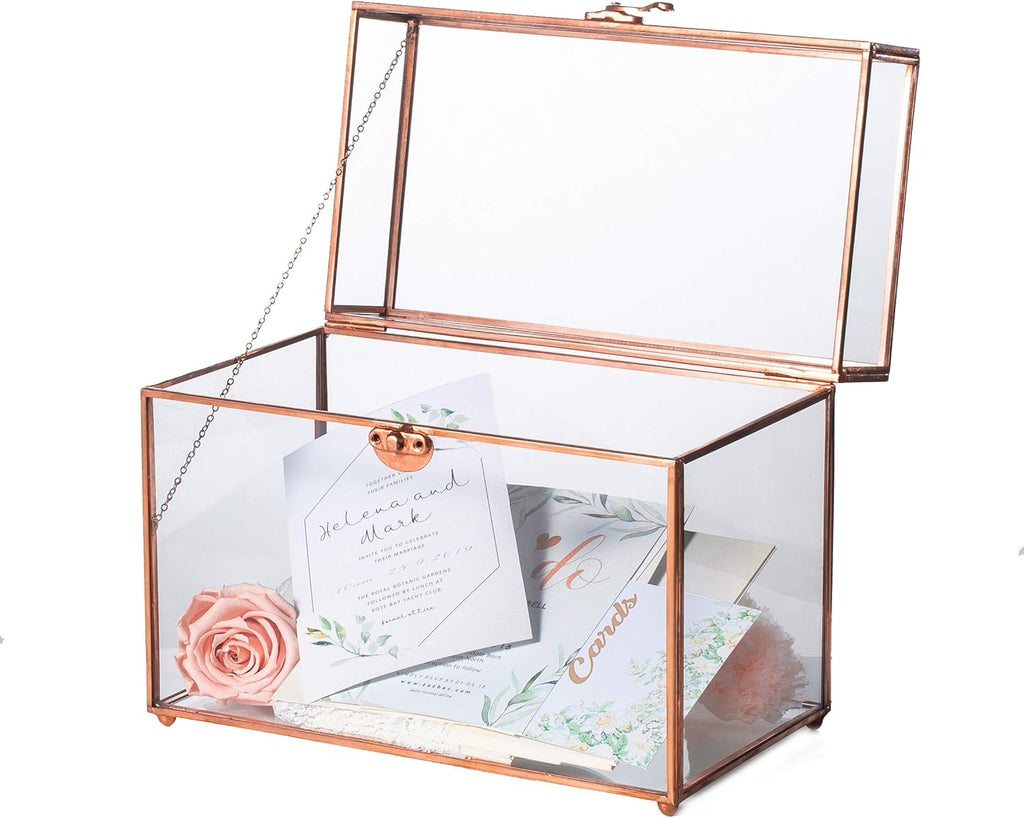 Black Geometric Glass Card Box Terrarium, Pack of 2 S212175