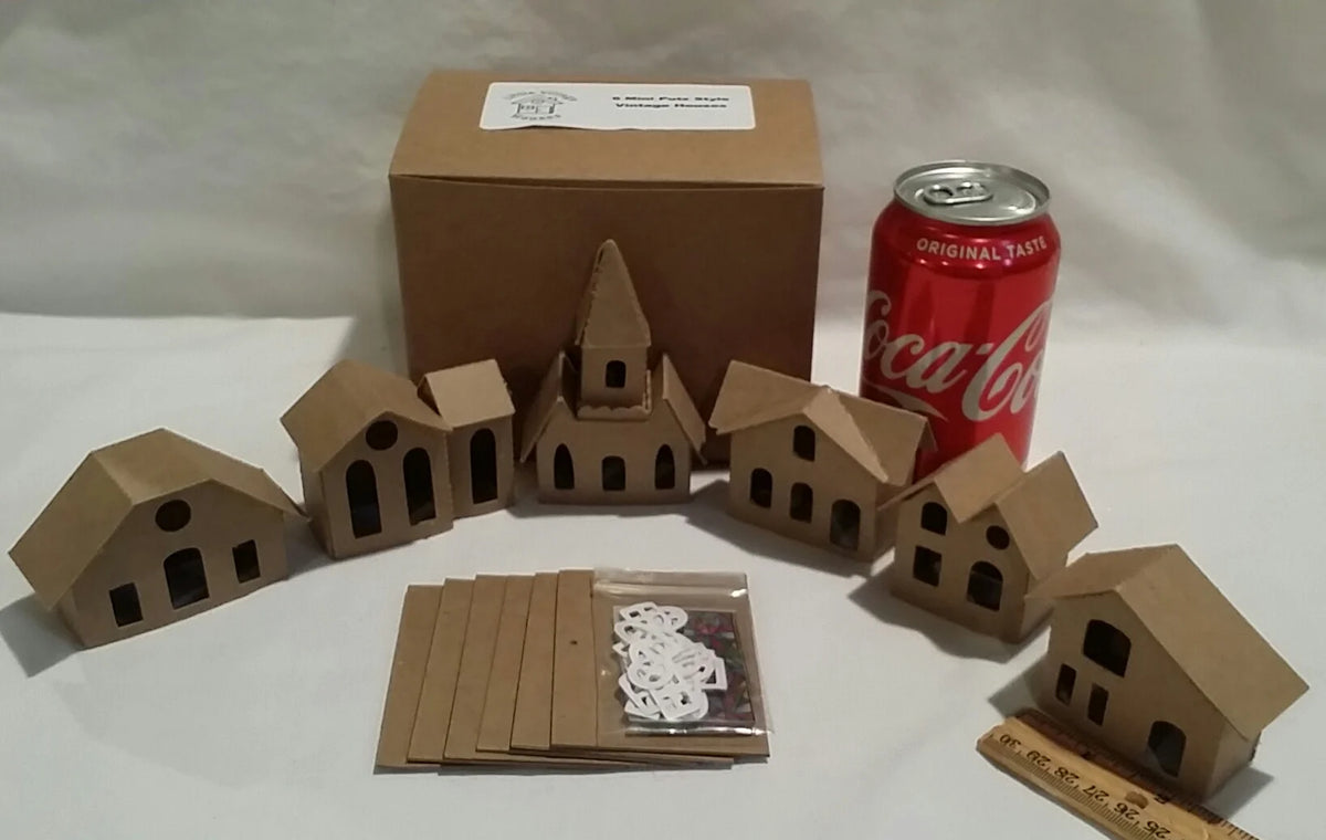 Set of 6 Mini Vintage Cardboard Houses H557982