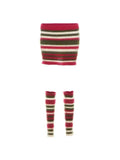 Striped Knitted Skirt Legwarmers C3849