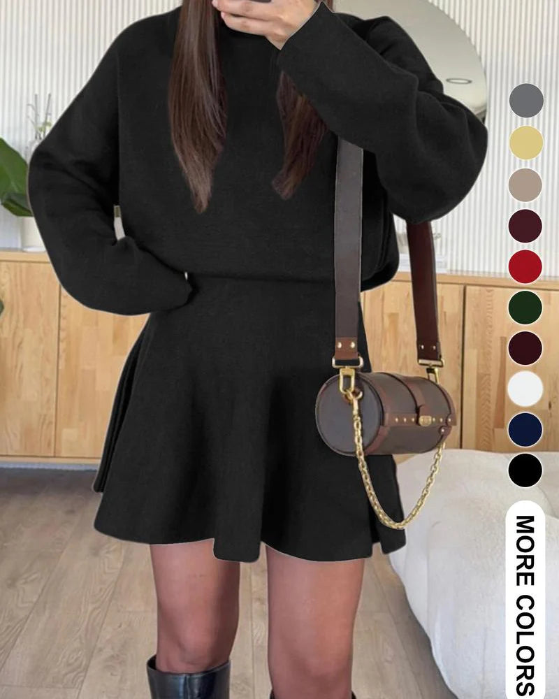 Women's Long-Sleeved Knitted Loose-Fitting Sweater Dress F5678